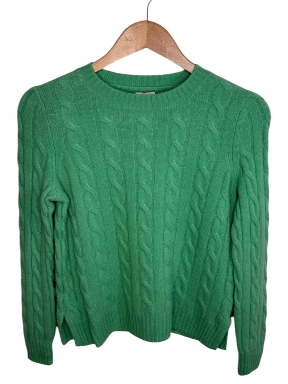 Joie Green Cable Knit 100% Cashmere Sweater Women Size S BLEMISH